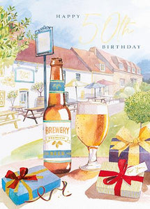 Age 50 - 50th Birthday - Birthday Beer from Ling Design, English Cards in France