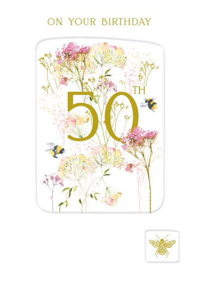 Age 50 - 50th Birthday - Bees Press from Nigel Quiney Publications, English Cards in France