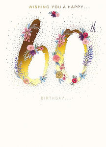 The Great British Card Company Age 60 - 60th Birthday - Flower Number