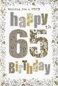 Age 65 - 65th Birthday - Holographic 65 from Nigel Quiney Publications, English Cards in France