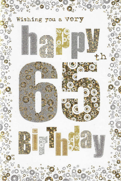 Age 65 - 65th Birthday - Holographic 65 from Nigel Quiney Publications, English Cards in France