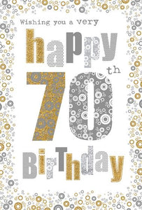 Age 70 - 70th Birthday - Holographic 70 from Nigel Quiney Publications, English Cards in France