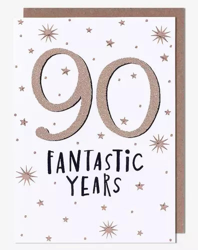 Age 90 - 90th Birthday - 90 Fantastic Years from Pigment Productions, English Cards in France