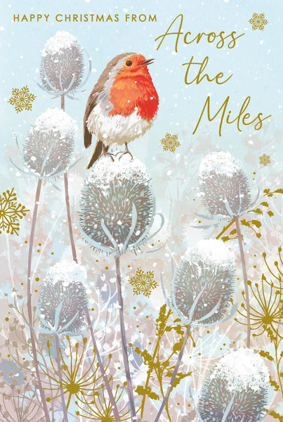 Christmas Card - Across The Miles - Robin/Snowy Thistles from Nigel Quiney Publications, English Cards in France