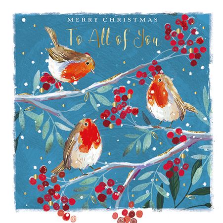 Christmas Card - All Of You - Christmas Robins