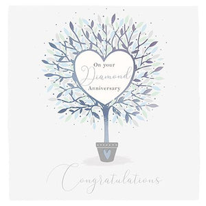 Anniversary Card - 60th Diamond Anniversary - Heart Tree