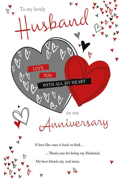 Anniversary Card - Husband Anniversary - Love You With All My Heart from Paper Rose, English cards in France