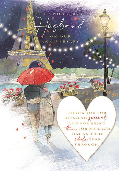 Anniversary Card - Husband Anniversary - Stroll Along The River from Ling Design, English Cards in France