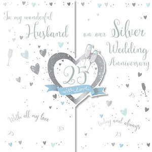 Ling Design Anniversary Card - 25th Silver Anniversary Husband - Husband Silver Anniversary