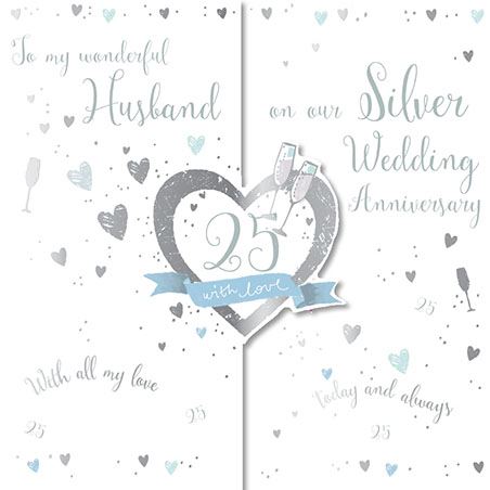 Anniversary Card - 25th Silver Anniversary Husband - Husband Silver Anniversary