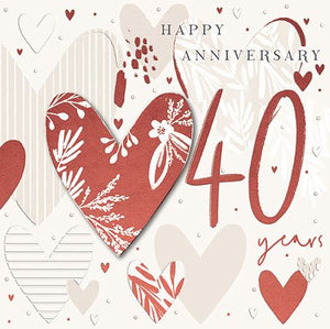 Anniversary Card - 40th Ruby Anniversary - Happy 40 Years from Talking Pictures, English Cards in France