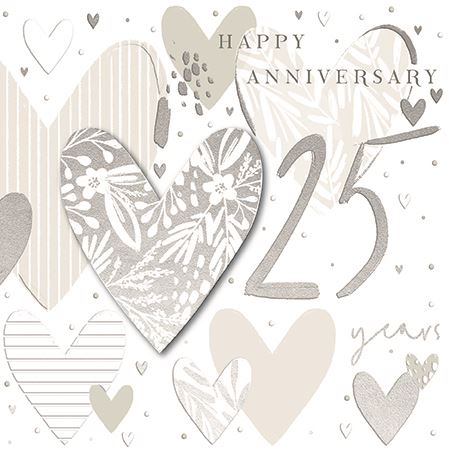 Anniversary Card - 25th Silver Anniversary - Happy 25 Years from Talking Pictures, English Cards in France
