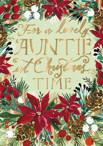 Christmas Card - Auntie - Floral Wreath