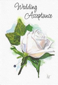 Wedding Acceptance Card - Single White Rose