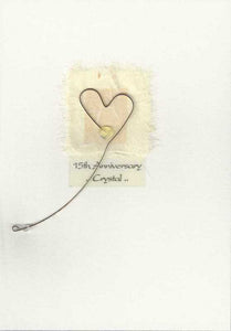 Anniversary Card - 15th Crystal Anniversary - Metal Heart