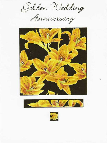 Anniversary Card - 50th Golden Anniversary - Golden Lilies