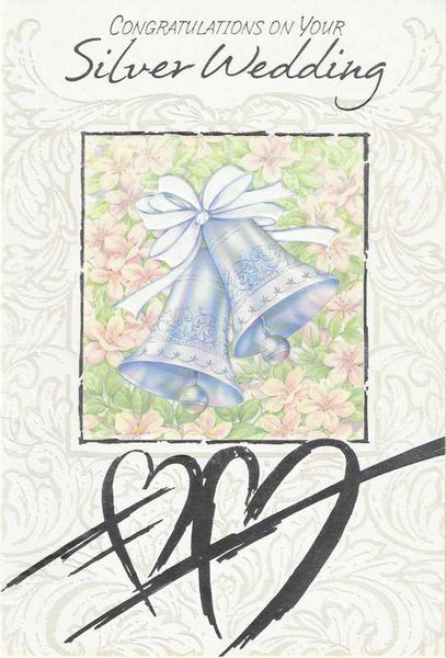 Anniversary Card - 25th Silver Anniversary - Silver Bells