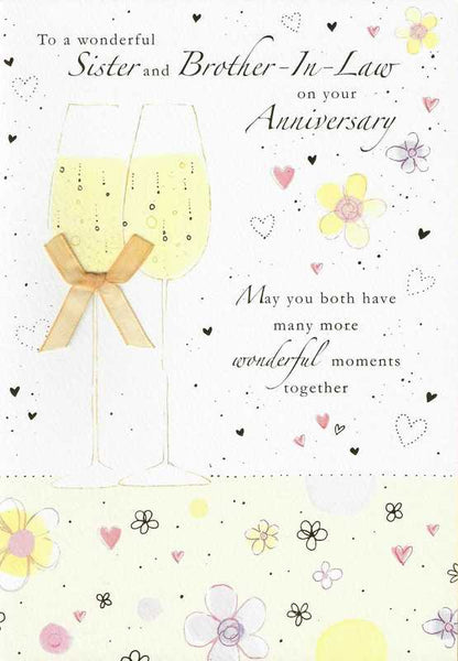 Anniversary Card - Sister & Brother-in-law Anniversary - Florals and Champagne