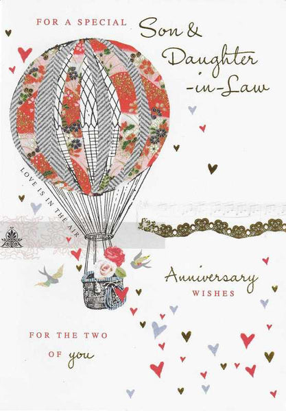 Anniversary Card - Son and Daughter-in-Law - Hot Air Balloon