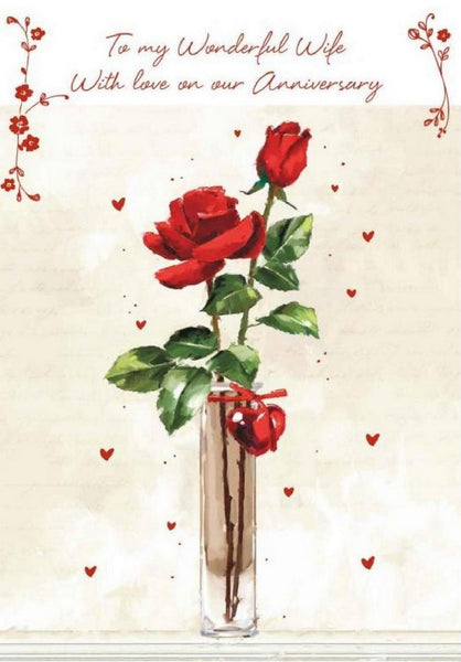 Anniversary Card - Wife Anniversary - Rose and Berries