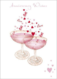 Anniversary Card - Your Anniversary - Pink Champagne from Nigel Quiney Publications, English Cards in France