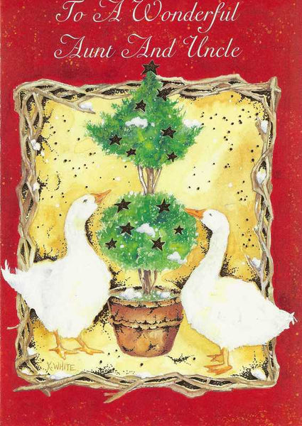 Christmas Card - Aunt and Uncle - Topiary Tree