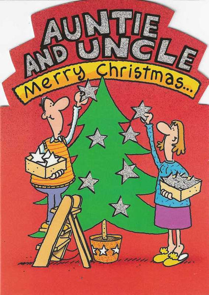 Christmas Card - Auntie and Uncle - Decorating The Tree