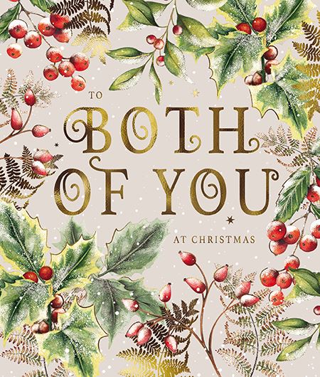 The Great British Card Company Christmas Card - Both Of You - Christmas Foliage All Over