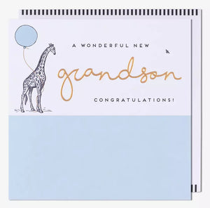 New Baby Grandson Card - Giraffe Wonderful New Grandson from Pigment Productions, English Cards in France