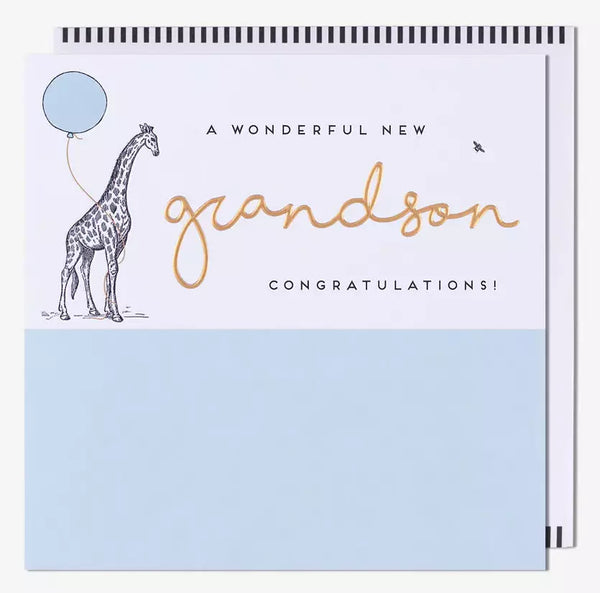 New Baby Grandson Card - Giraffe Wonderful New Grandson from Pigment Productions, English Cards in France