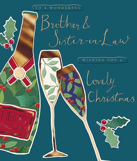 Christmas Card - Brother And Sister-In-Law - Prosecco & Flutes from The Great British Card Company, Advent Calendars in France, English Christmas Cards in France