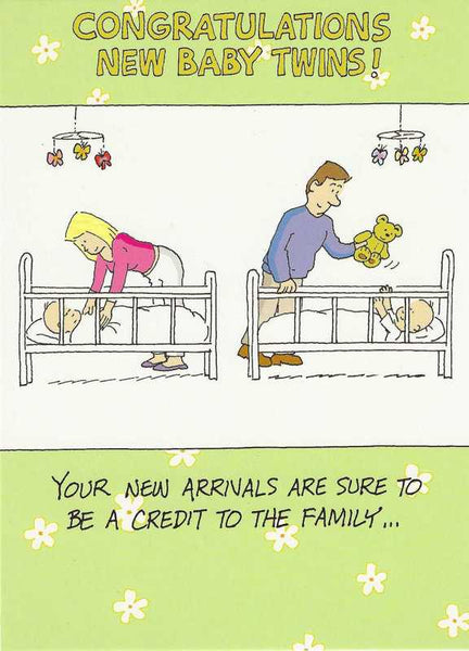 New Baby Twins Card - Credit To The Family