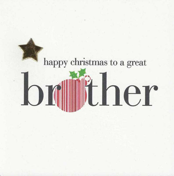 Christmas Card - Brother - Striped Bauble