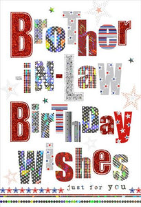 Brother-in-Law Birthday - Star Text from Nigel Quiney Publications, English Cards in France