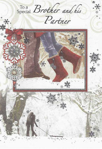 Christmas Card - Brother and Partner - Couple Kissing