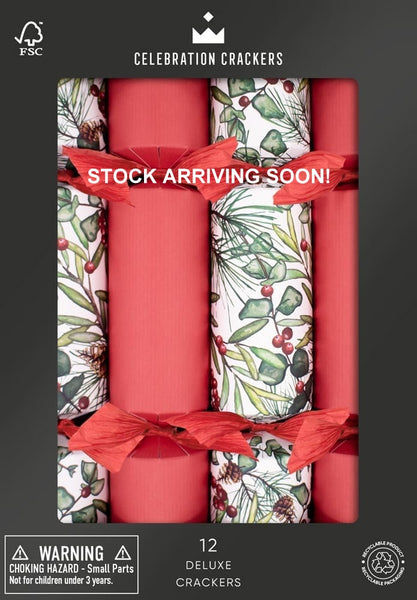 Christmas Crackers - 12 Christmas Sprig 12 inch Deluxe Christmas Crackers
