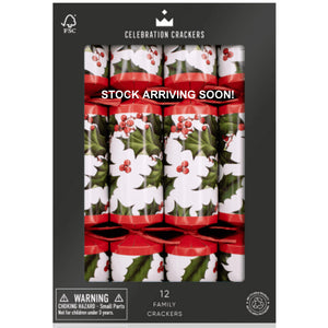 Christmas Crackers - 12 Holly Berry 12 inch Family Christmas Crackers