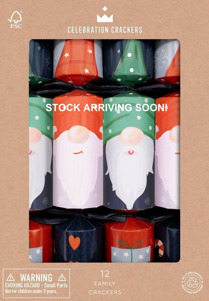Christmas Crackers - 12 Festive Gonk 12 inch Family Christmas Crackers