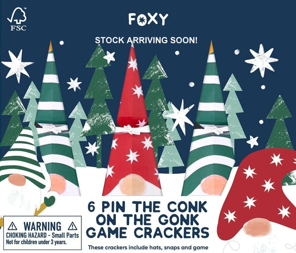 Christmas Crackers - 6 Pin The Conk On The Gonk 8.5" Crackers