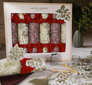 Christmas Crackers - 6 Red Festive Botanicals 13 inch Cracker