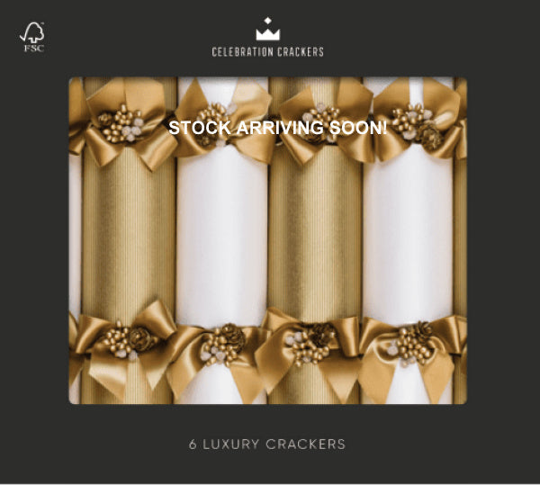 Christmas Crackers - 6 Regency Golden Pin 13 inch Christmas Crackers