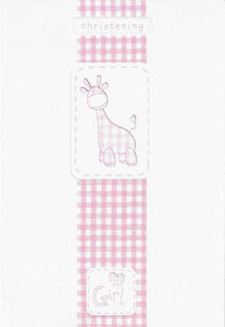 Christening Card - Pink Giraffe