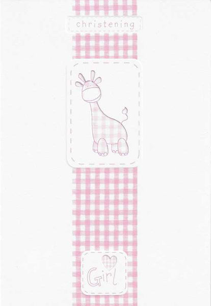 Christening Card - Pink Giraffe