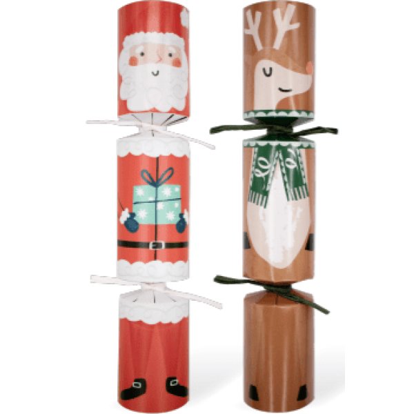 Heart and Soul Studio Celebration Christmas Crackers - Santa and Reindeer 10 inch Christmas Crackers (Minimum Order 6), Christmas Crackers in France, Crackers de Noel, Petards de Noel en France, Diablotins en France