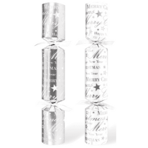 Heart and Soul Studio Celebration Christmas Crackers - Silver Text 11 inch Christmas Crackers, Christmas Crackers in France, Crackers de Noel, Petards de Noel en France, Diablotins en France