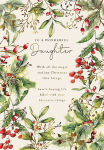 The Great British Card Company Christmas-Card-Daughter-Christmas-Foliage-Border-Design, English Christmas Cards in France