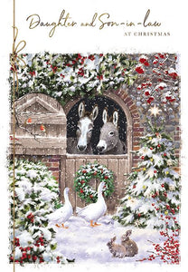 The Great British Card Company Christmas-Card-Daughter-and-Son-in-Law-Donkey-in-Stable, English Christmas Cards in France