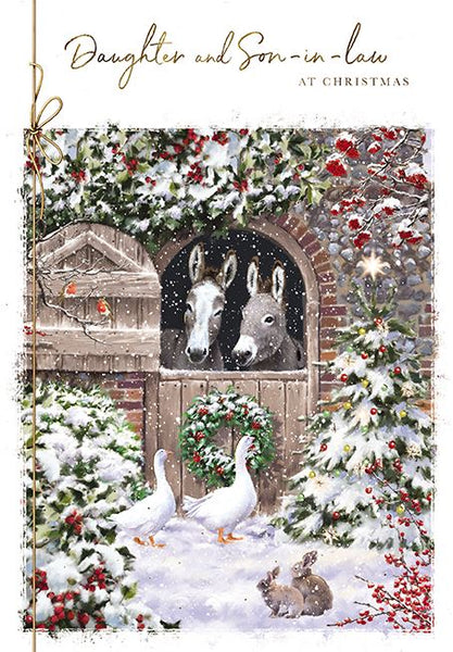 The Great British Card Company Christmas-Card-Daughter-and-Son-in-Law-Donkey-in-Stable, English Christmas Cards in France