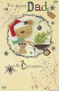 Christmas Card - Dad - Teddy With Wheelbarrow