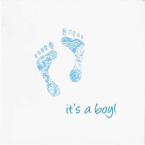 New Baby Boy Card - Blue Footprints It's a Boy!